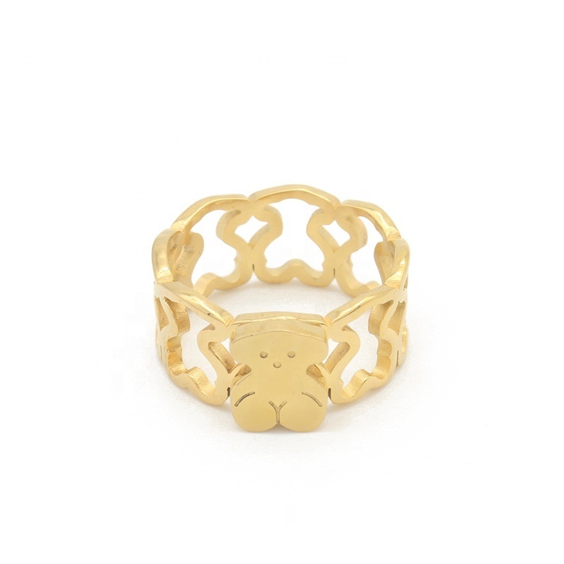 Hot Sale Design Women Jewelry Cheap Women's Gold Band Stainless Steel Bear Ring