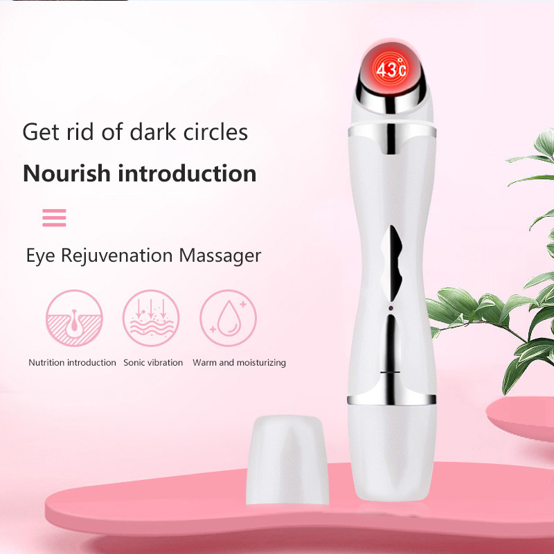 Beauty Woman Rechargeable Smart Multi Function Wireless Anti-puffiness Red Light Therapy Ionic Heated Warm Eye Massage Pen 150g