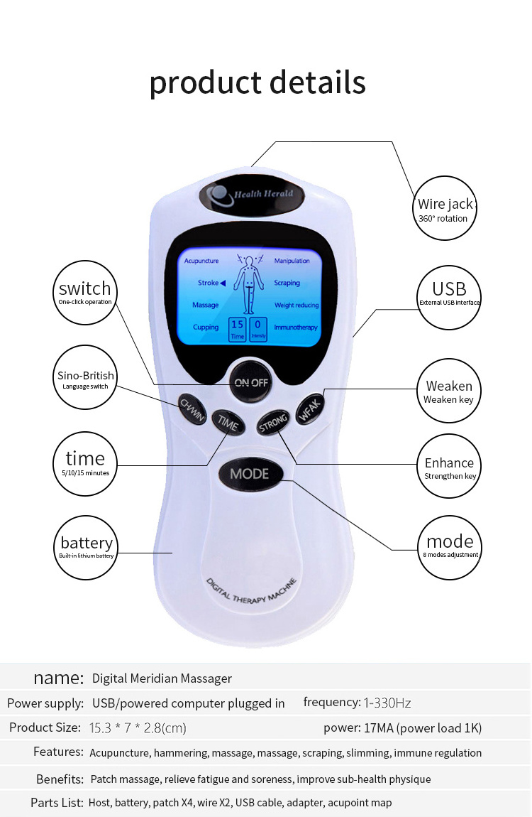 B2B Digital TENS Unit full body health care muscle Stimulator exercise fitness electric therapy High Frequency pulse massager