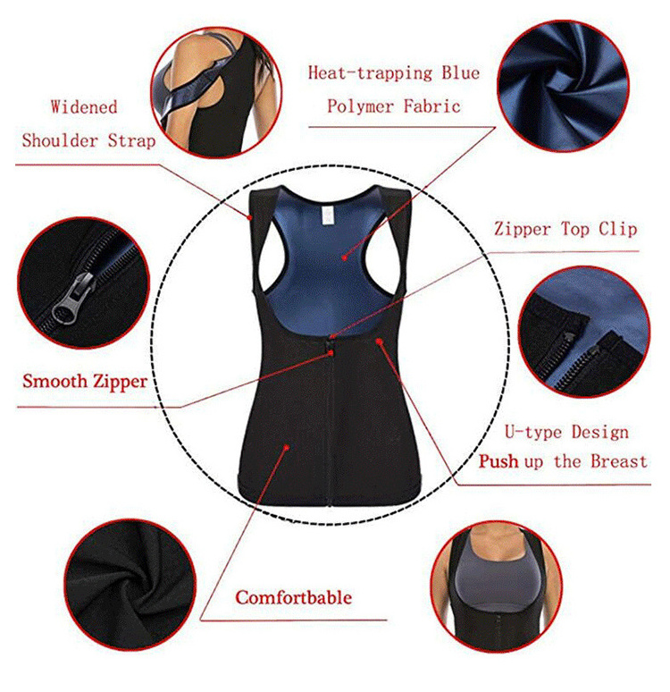 2023 High Quality Women Men Waist Trainer Vest Veste Femme Sauna Sports Gym Fitness Hot Workout Zipper Shirt Shaper Tummy Vests