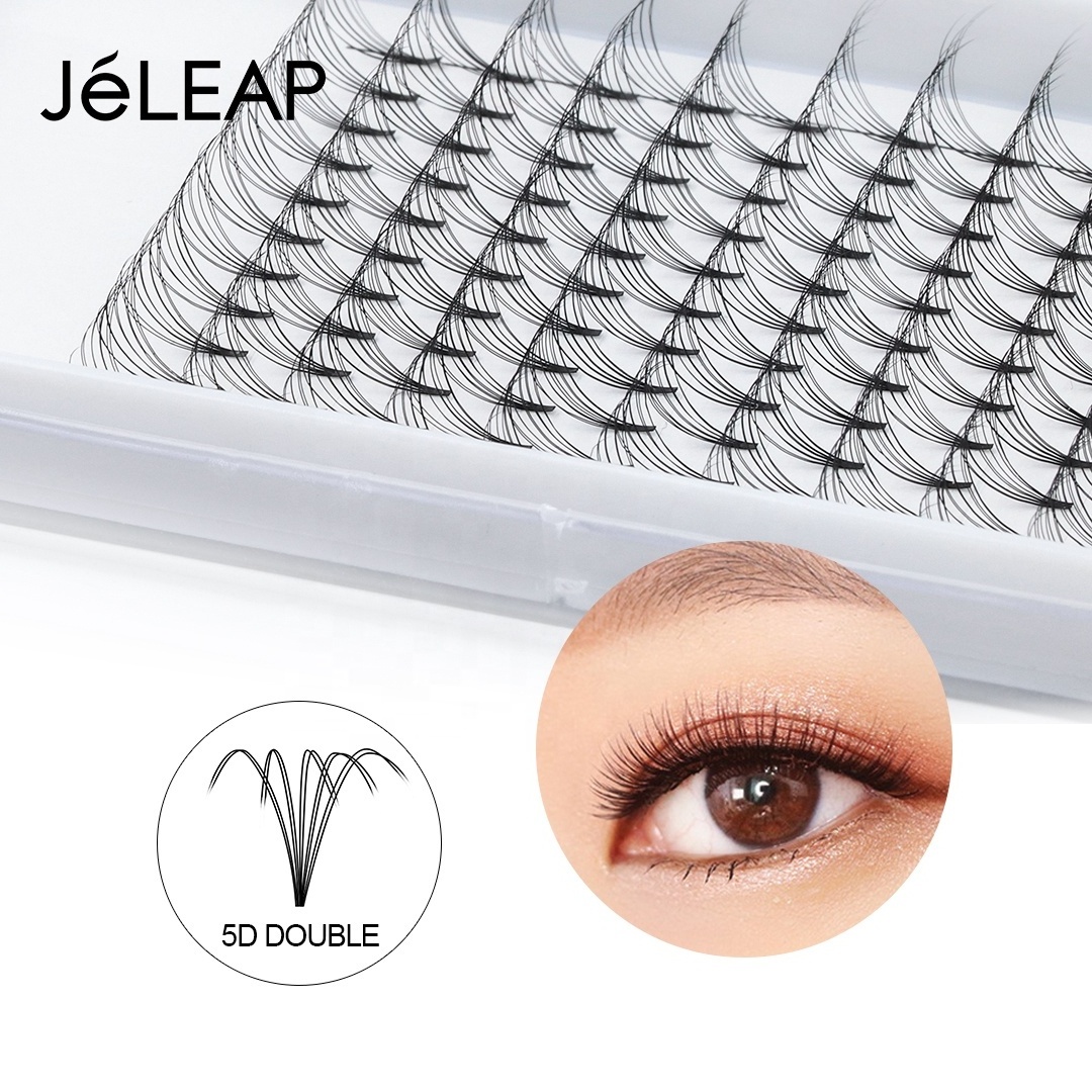 Korea pbt fibers wispy eyelash extension 5d hybrid pre made fan 0.07 0.10mm 3d double short stem silk premade volume fans lashes