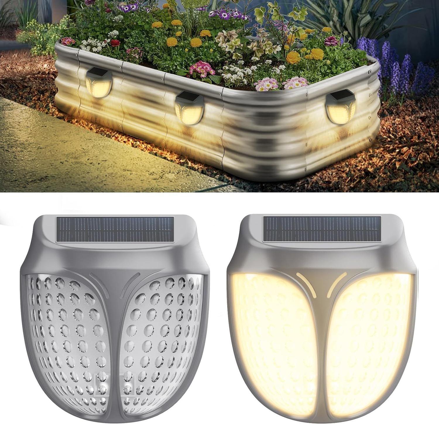 Solar Raised Garden Bed Lights Magnetic Waterproof Outdoor Planter Raised Garden Beds LED Light