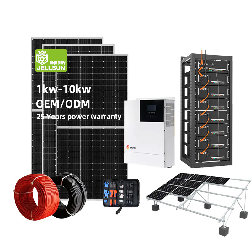 JELLSUN all in one 5000w Solar Panels 5kw 8kw 10kw Solar System Model On Hybrid Grid 5000 Watt Full Set Complete Kit