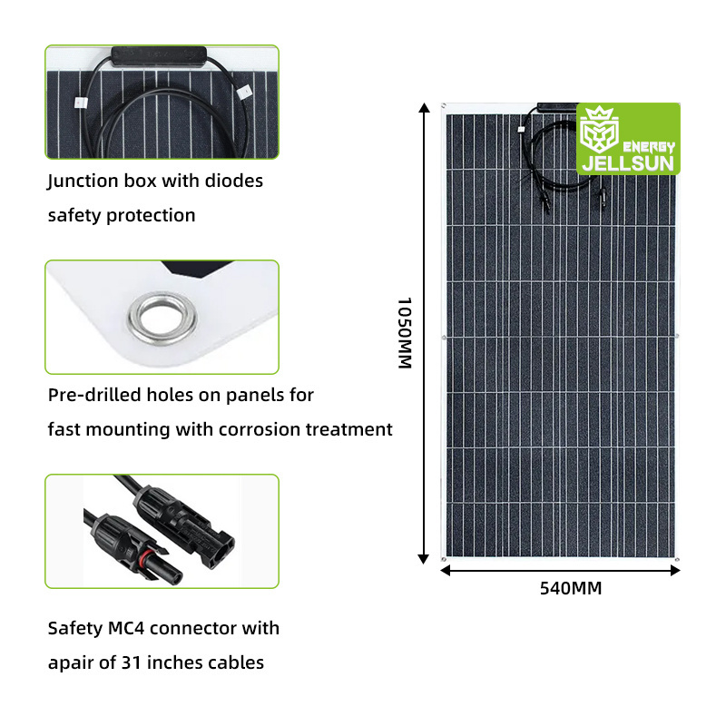 JELLSUN sunpower solar ETFE flexible solar panels 18V 24V 100W 180w 200W 220w 350W for solar energy systems