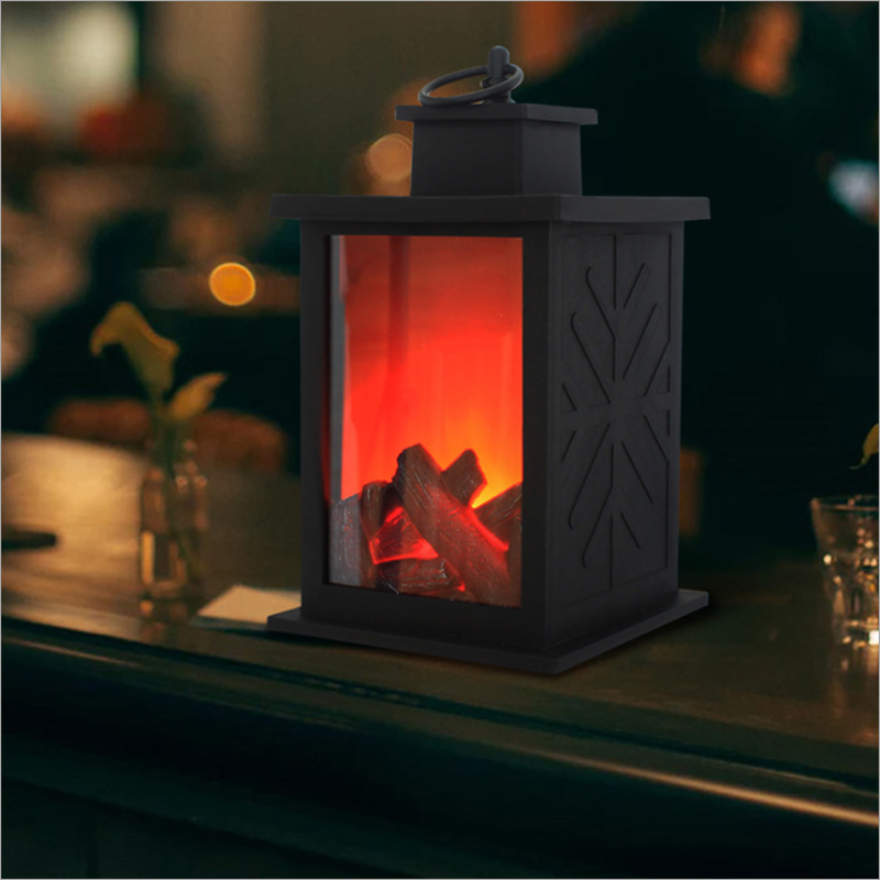 Newest  Simulated charcoal Flame lamp Flickering Fireplace Lamp LED Flameless Log Fire Effect Ornament Christmas Hanging Lantern