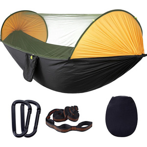 210T Lightweight Double Camping Hammock Swings & Mosquito Nets With 2 Tree Straps Fully Automatic Quick Opening Hammocks