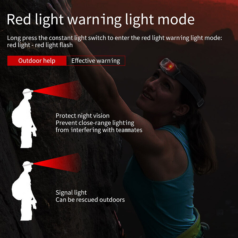 High Power LED headlights USB Rechargeable Motion Sensor Headlamp Other Camping Gear emergency red LED  lightweight head lamp