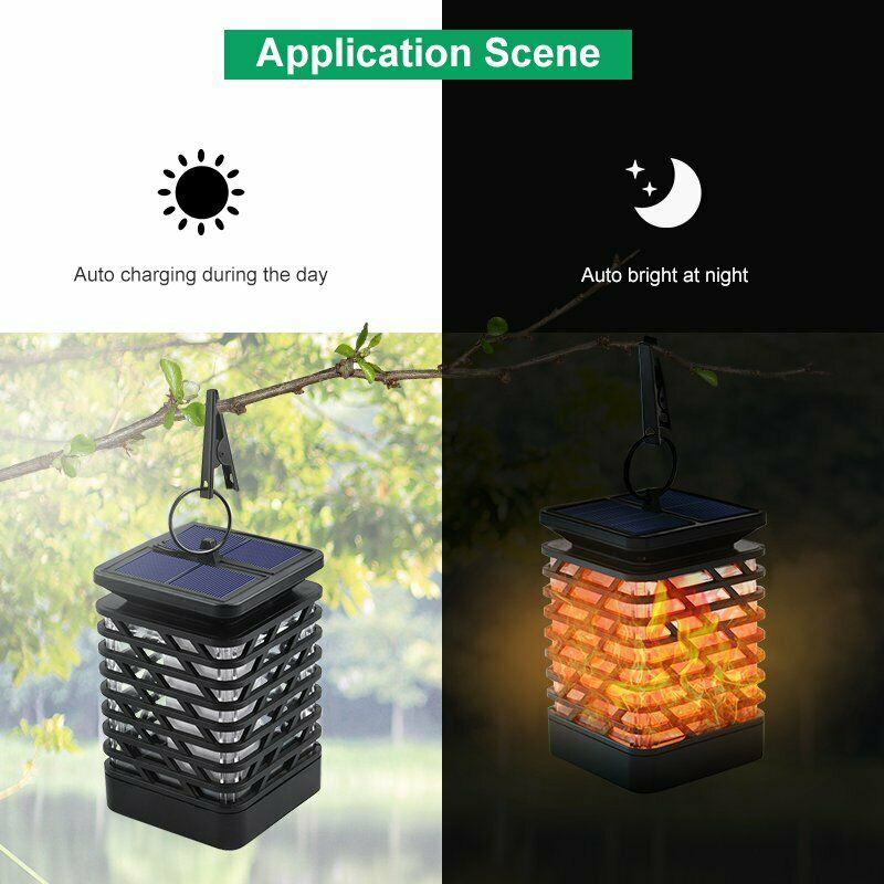 12 LED Solar flame light 3 in 1 Outdoor Wireless fire effect lamp Waterproof Lawn Hanging Lantern Flickering Flame effect Lamps