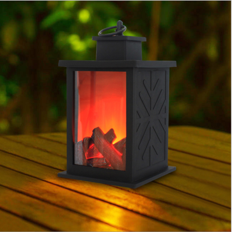 Newest  Simulated charcoal Flame lamp Flickering Fireplace Lamp LED Flameless Log Fire Effect Ornament Christmas Hanging Lantern