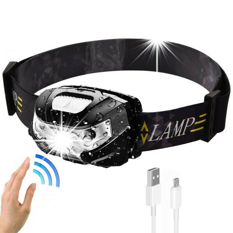 USB Rechargeable Camping Headlamp Motion Sensor Head Torch