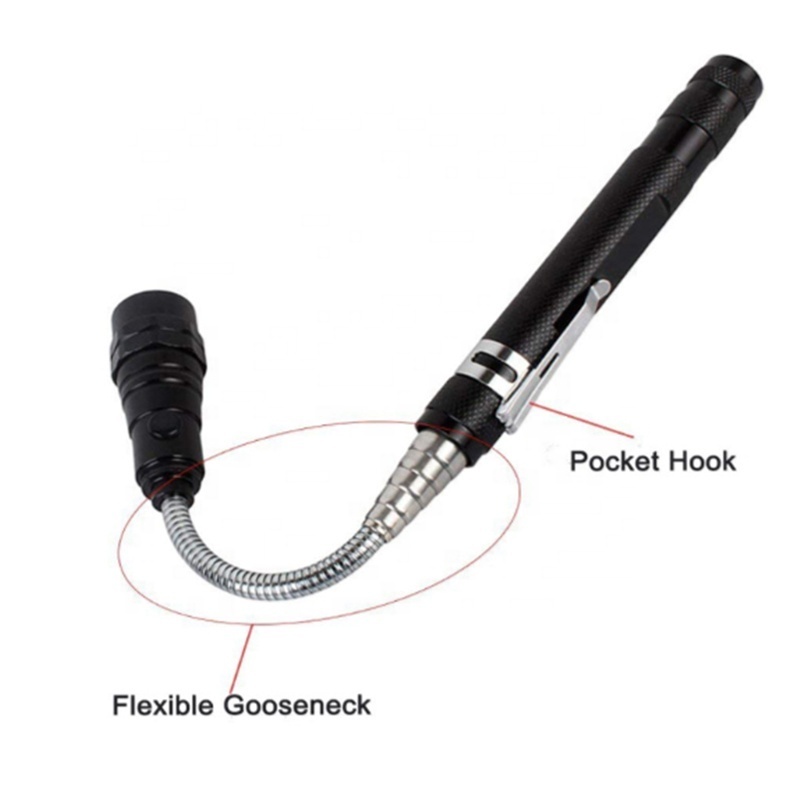 Hot Sales Telescopic Magnetic Pick Up Tool 3 LED Flashlight Aluminum Outdoor Magnet Torch light Other camping hiking accessories