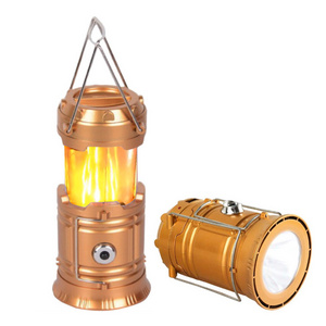 Hot Sale 2 in 1 LED flame telescopic camping lantern 3xAA power supplies Emergency Lamp Outdoor Portable camping Lantern