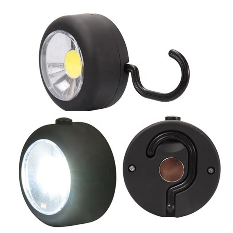 Promotion COB LED work light Round style magnet Pocket worklight led inspection light Tent Hanging Hook Camping Repair Light