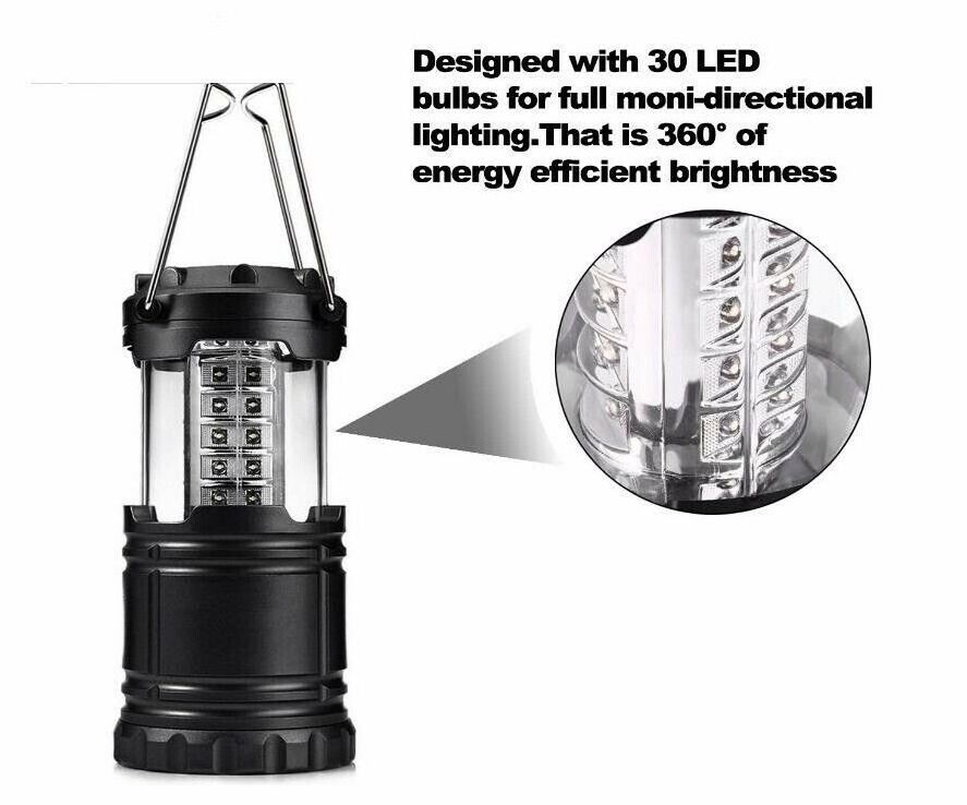 Promotional 30LED Camping light Brightness Pop up lantern Collapsible lantern light AA battery Powered Hanging tent lamp