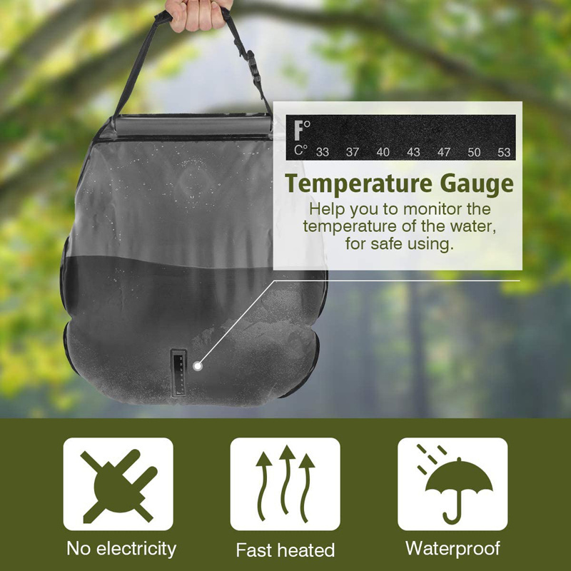 Factory direct sale 20L Camping shower Solar bag 5 gallons Outdoor Natural Heated Portable Camping Solar Water Heater Multicolor