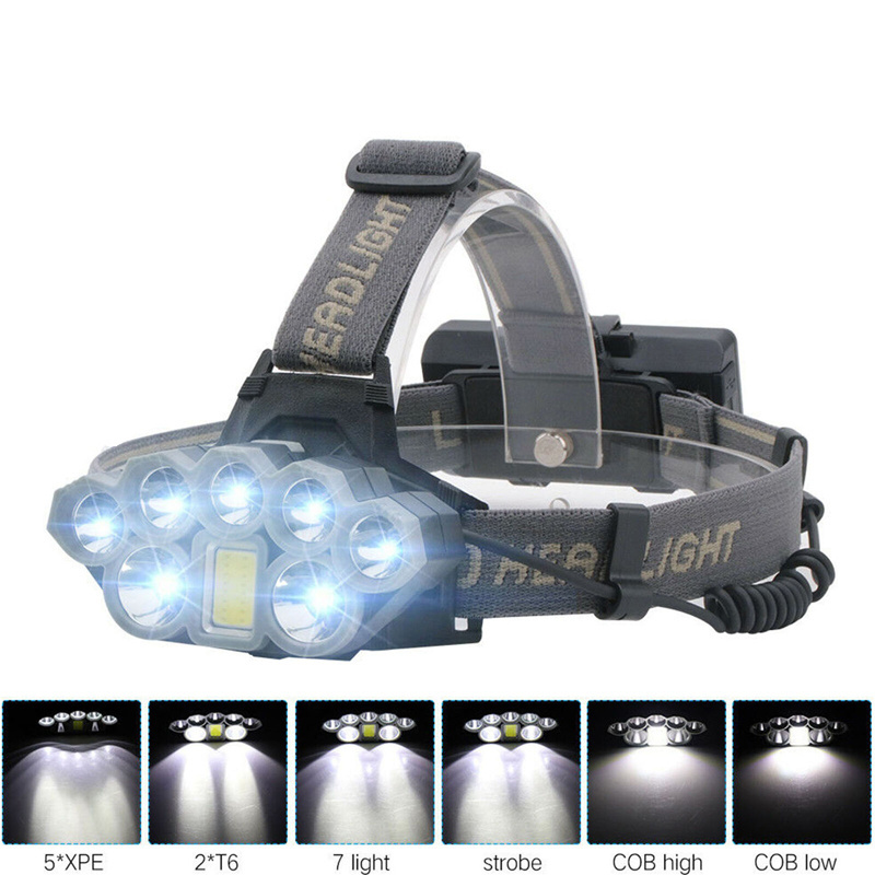 Ultra Bright T6 8x LED Headlamp Rechargeable Head Light Flashlight 18650 Torch Lamp USB Charger head torch Outdoor equipment