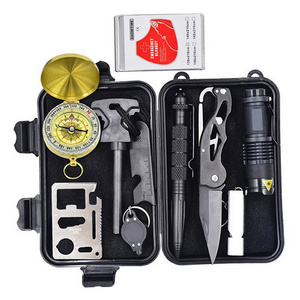 Top Selling Travel Tactical Emergency Kit Wilderness SOS Outdoor Survival Kit Camping Adventure 11 in 1 Survival Kit