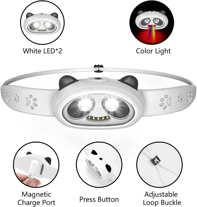 Lightweight Panda Design LED Head Torch USB Rechargeable Kids Lovely Night Light Hiking Other Camping Gear Popular LED head lamp