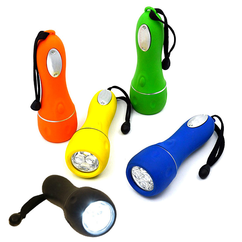 Sales promotion 3 LED Rubber flashlight plastic AA battery powered Bowling style Grip Torch Outdoor Other camping accessories