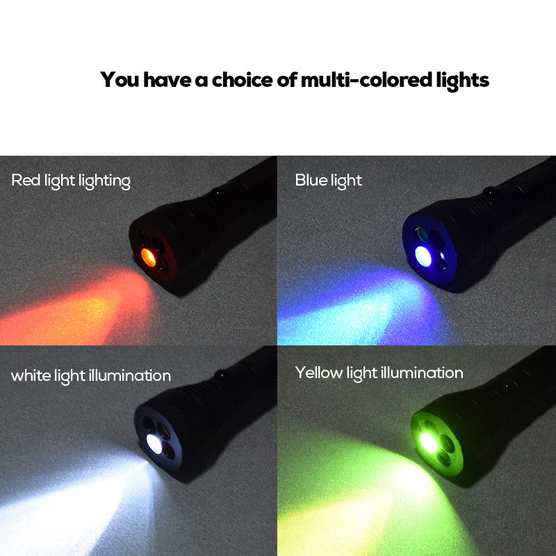 Powerful Tactical flashlight Four Color Red White Green Blue LED torch outdoor hunting light other Camping Hiking Equipment