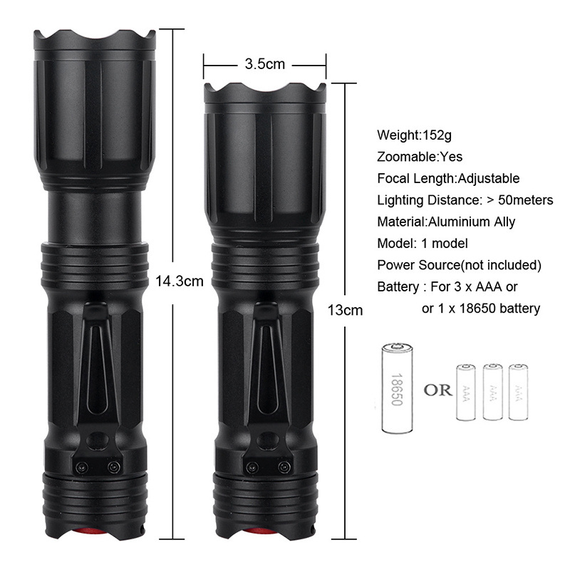 Multi-Functional Telescopic Zoom 4 Color Tactical LED flashlight USB Rechargeable Astronomy Hunting Fishing UV Check Torch light