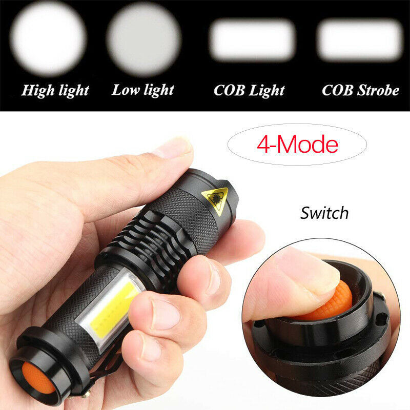 High Power Pocket 2 IN 1 LED Flashlight Zoom tactical Mini size telescopic portable Torch with pen clip outdoor other camping