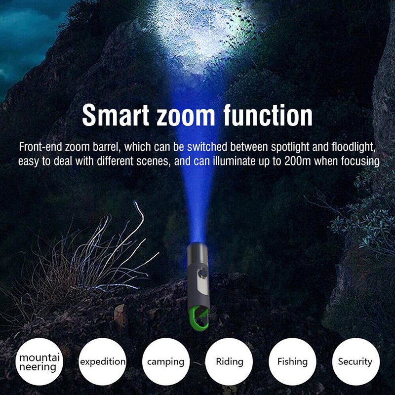 Portable Super Bright Zoom Flashlight Hiking Climbing USB Rechargeable torch other Camping Gear LED turn colors Lantern