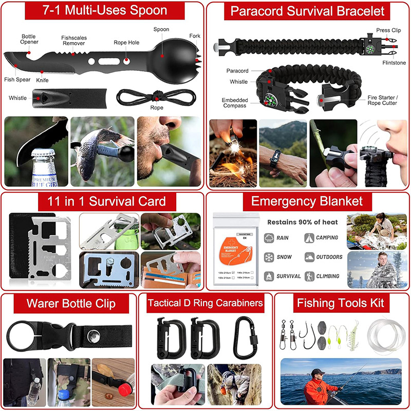 68 pcs Essential Outdoor Snake Bite Kit Venom Extractor Suction Pump Emergency Supplies Wilderness Hiking Camping Survival Kit