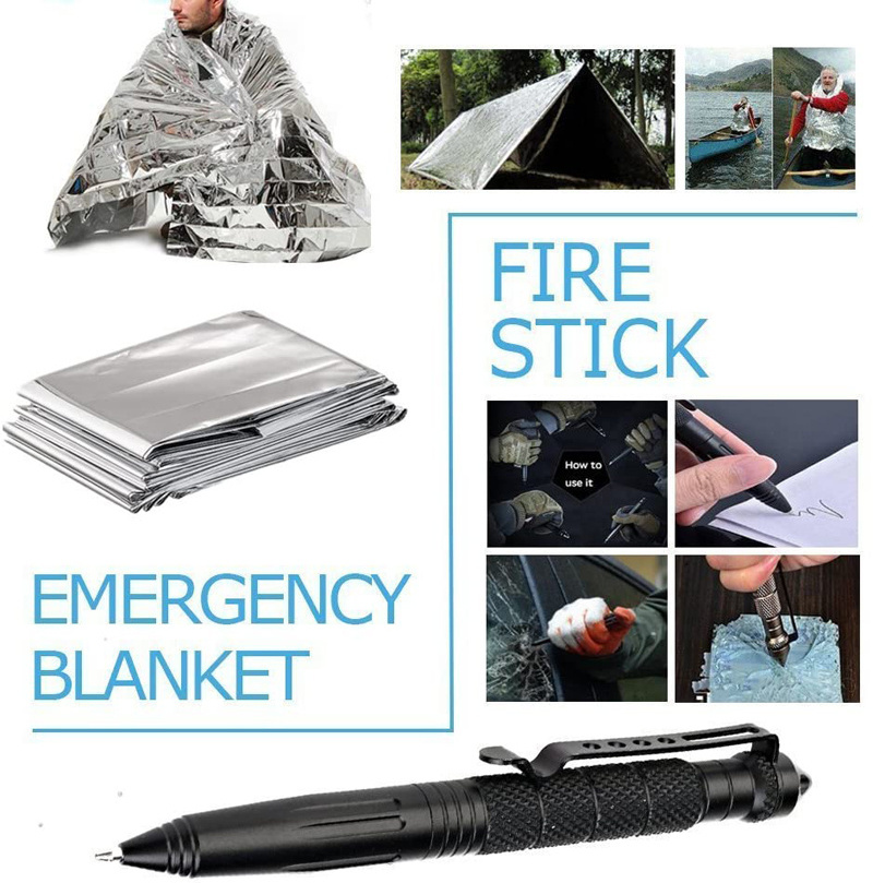 Top Selling Travel Tactical Emergency Kit Wilderness SOS Outdoor Survival Kit Camping Adventure 11 in 1 Survival Kit