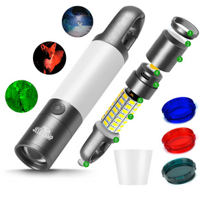 Portable 1000 Lumens Flashlights with Magnet USB Rechargeable Zoomable  Outdoor Hiking 3 Color Lens Camping Lantern