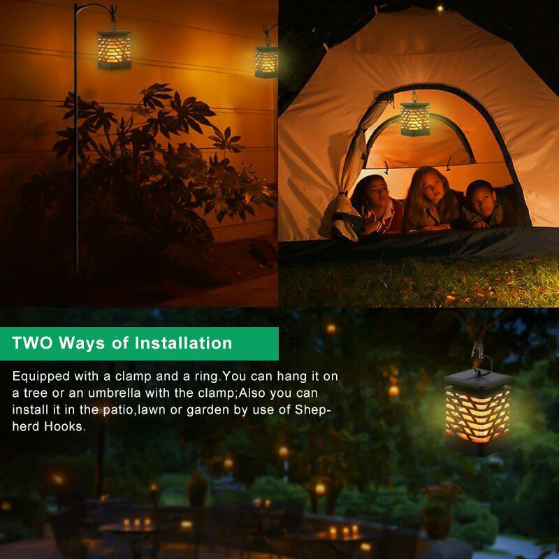 12 LED Solar flame light 3 in 1 Outdoor Wireless fire effect lamp Waterproof Lawn Hanging Lantern Flickering Flame effect Lamps