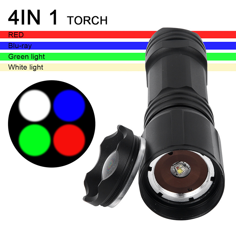 Multi-Functional Telescopic Zoom 4 Color Tactical LED flashlight USB Rechargeable Astronomy Hunting Fishing UV Check Torch light