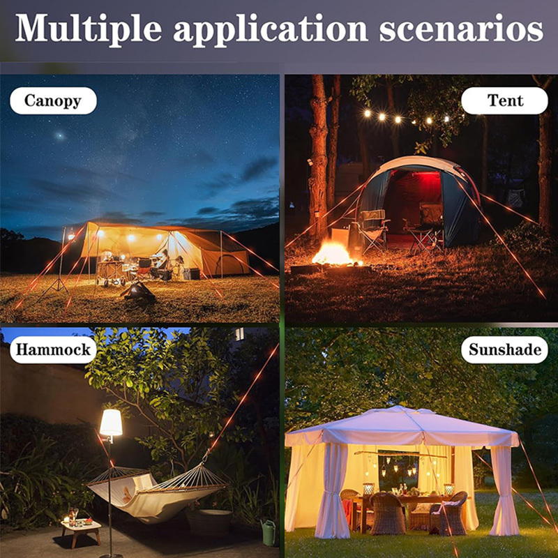 Outdoor Canopy Luminous Wind Rope Sunshade Ambiance Warning Guy Line Multiple colors available Camping Tent LED String Lights