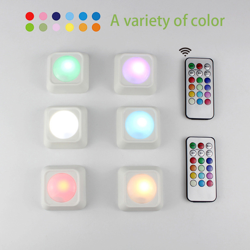 Power 3pc inner box Led Small Night Light Smart Control Colorful Led Cabinet Light Wireless Remote Control Light Easy To Install