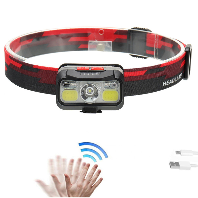 Multi-function Smart Sensor COB LED Headlamp USB Rechargeable 8 modes head lamp Night running Head light Adventuridge equipment