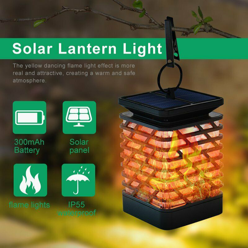 12 LED Solar flame light 3 in 1 Outdoor Wireless fire effect lamp Waterproof Lawn Hanging Lantern Flickering Flame effect Lamps