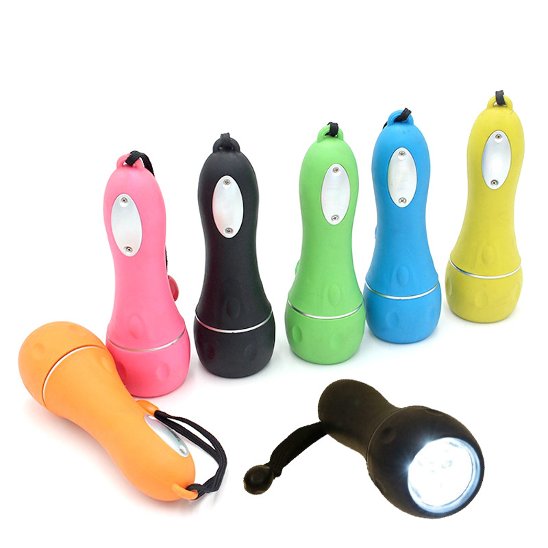 Sales promotion 3 LED Rubber flashlight plastic AA battery powered Bowling style Grip Torch Outdoor Other camping accessories