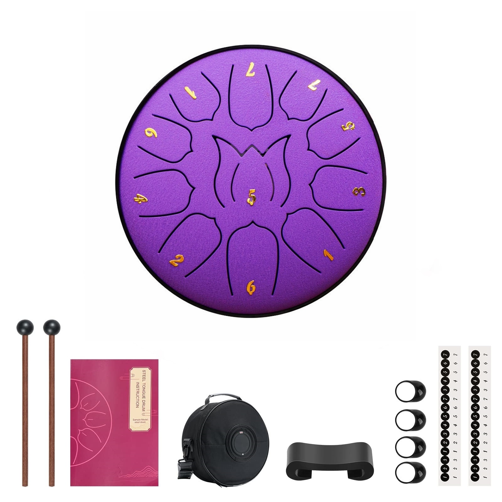 JELO PL-A011-6 Carbon Steel Tongue Drum 6-Inch Wholesale Instrument with 11 Tones and Colorful Print tongue Drum