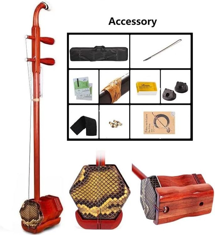 JELO HM-2011-1 Erhu Traditional Chinese Bassoon Ox Bone Decoration Red Rosewood adults Musical Instrument Violin