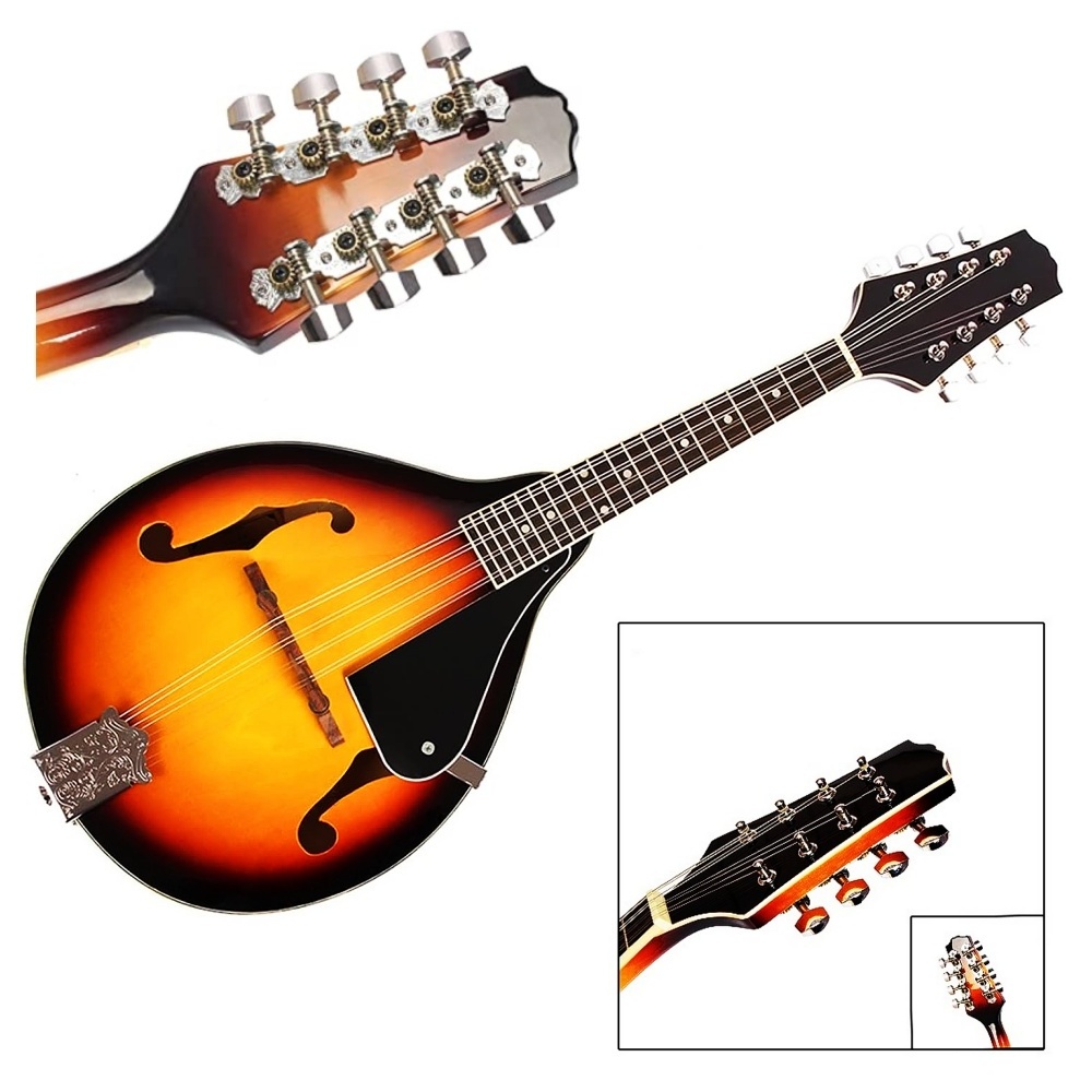 JELO IY-TB0111 Acoustic Mandolin Guitar 8 Strings Basswood Body A-Style Plus Capo Picks Cloth Instruments Accessories