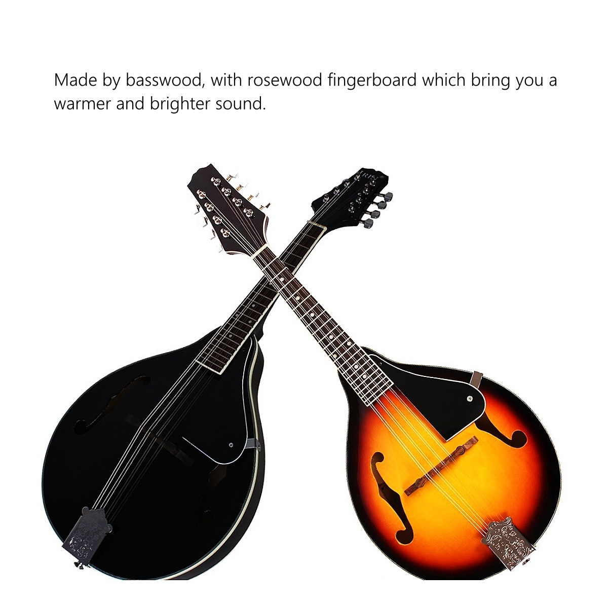 JELO IY-TB0111 Acoustic Mandolin Guitar 8 Strings Basswood Body A-Style Plus Capo Picks Cloth Instruments Accessories