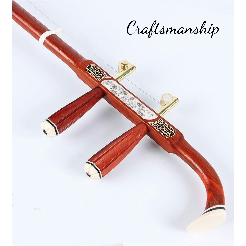 Jello HM-2011-4 Traditional Chinese Erhu Ebony Bassoon Adult Black Ox Bone Decoration Musical Instrument Violin Accessories