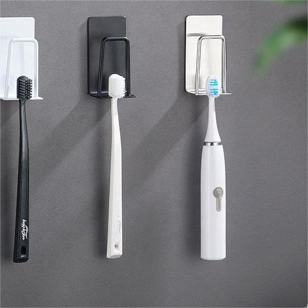 New Stainless Steel Household Toothbrush Cup Holder Wall Mounted Punch-free Suction Single Toothbrush and Cup Holder