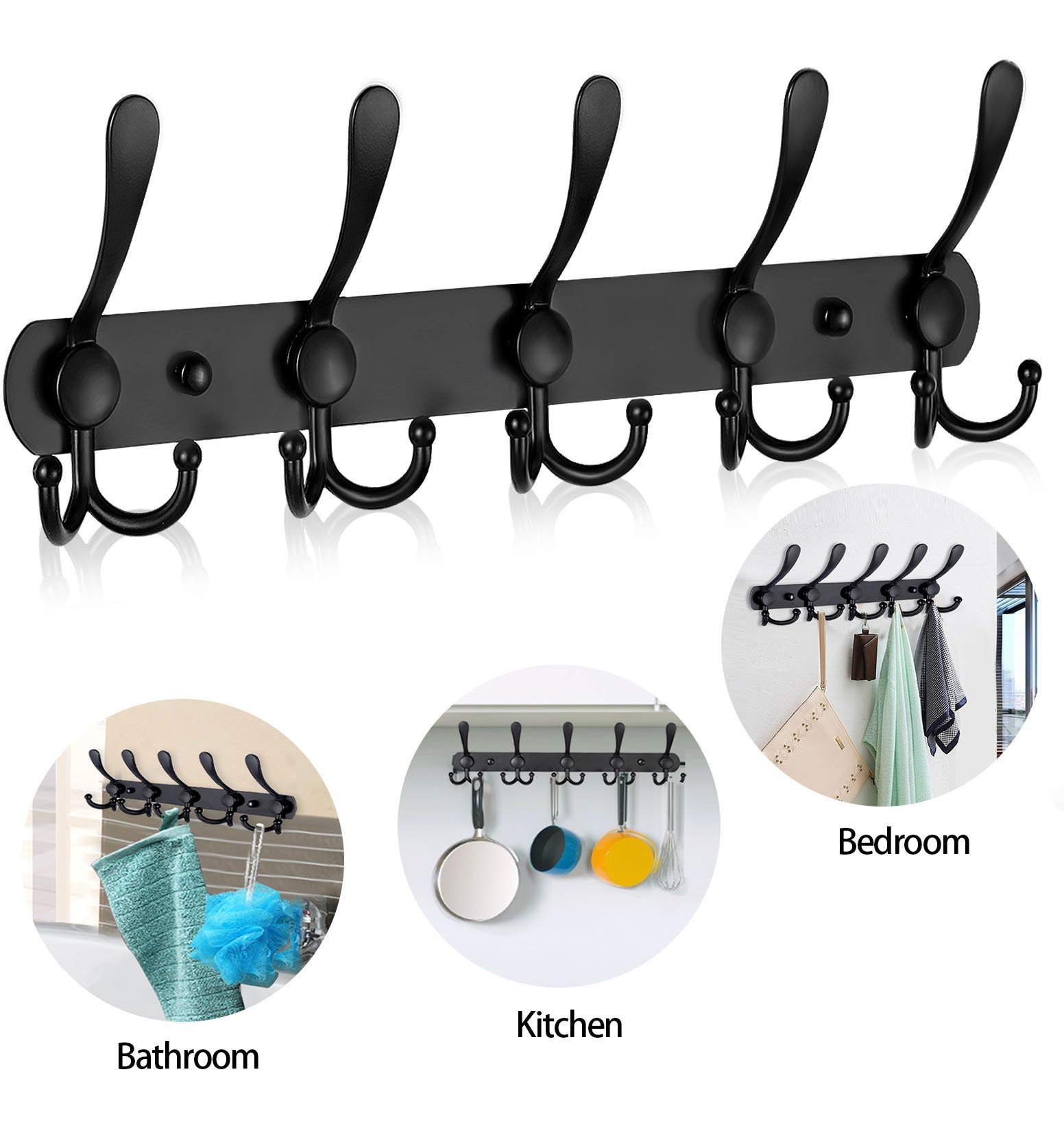 Factory Direct Modern 5 Hooks Rack Custom Metal Heavy Duty Strong Rectangle Wall Hooks Coat Racks Storage Hooks