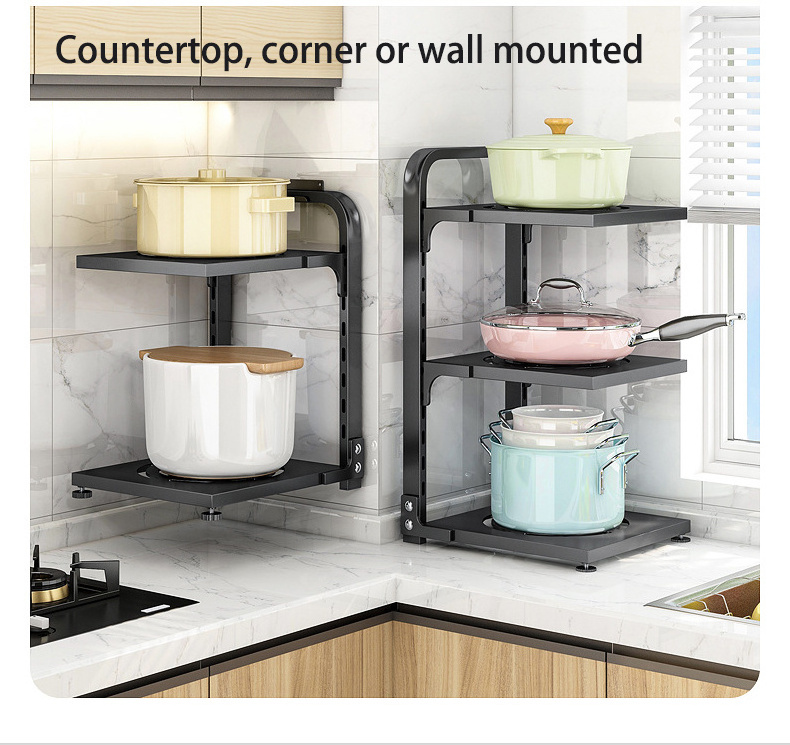 Kitchen Organizer pans lid storage rack metal pan pot Detachable and organiser seamless adjustment pot kitchen rack