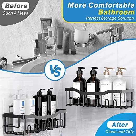 Bathroom Shelves Wall Mounted Stainless Steel Shower Shelf Adhesive Kitchen Storage Rack Bathroom Shower Caddy