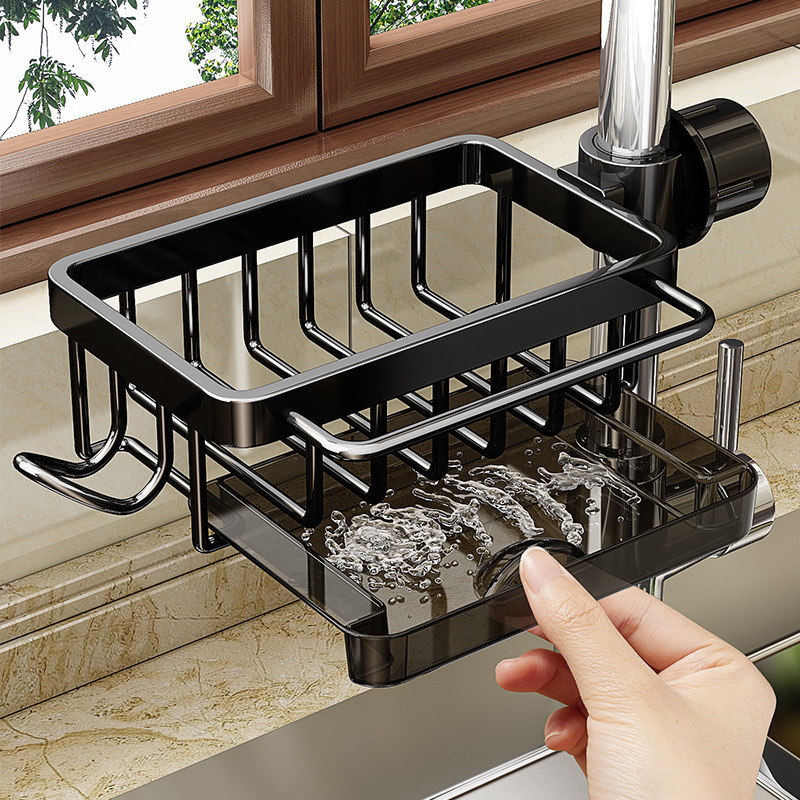 Kitchen Faucet Storage Sink Drain Dry Rack Stainless Steel Kitchen Dish Towel Rack Shelf Cloth Towel Soap Sponge Holder