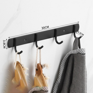 Black Metal Racks Stainless Steel Wall Mounted Robe Handbags Clothes Hanger Multifunction Towels Coat Hook Rails