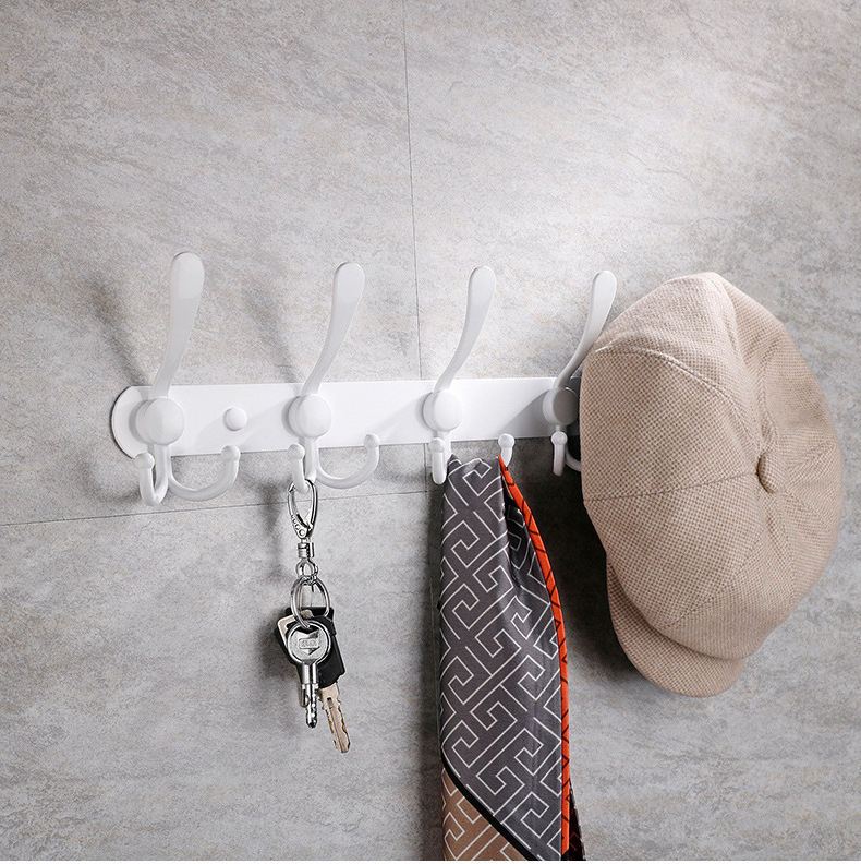 Over The Door Hooks Hanging Clothes Hat Towel Coat Hanger 5 Hooks Novelty Behind Back of Bathroom Door Metal Black Towel Rack