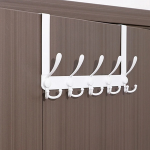 Over The Door Hooks Hanging Clothes Hat Towel Coat Hanger 5 Hooks Novelty Behind Back of Bathroom Door Metal Black Towel Rack